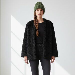 Mododoc Faux Fur Shag Sweater Jacket Cardigan